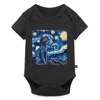 Cat, Cat Motif, Van Gogh, Starry Night - Baby Premium short-sleeve bodysuit - black - Front