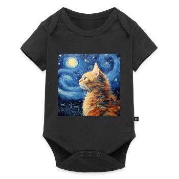 Cat, Cat Motif, Van Gogh, Starry Night - Baby Premium short-sleeve bodysuit - black - Front