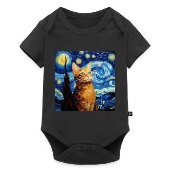 Cat, Cat Motif, Van Gogh, Starry Night - Baby Premium short-sleeve bodysuit - black - Front