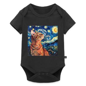 Chat, Motif De Chat, Van Gogh, Nuit Étoilée - Body à manches courtes Premium Bébé - noir - Devant