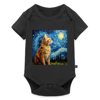 Cat, Cat Motif - Baby Premium short-sleeve bodysuit - black - Front