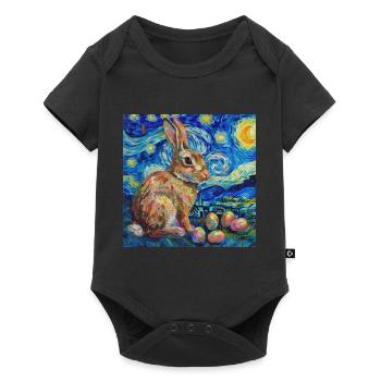 Osterhase, Ostern, Hase, frohe ostern, ostereier - Baby Premium Kurzarmbody - Schwarz - Vorne