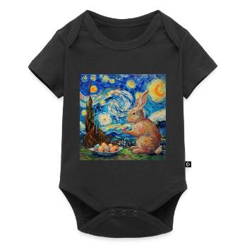 easter bunny, easter, bunny, happy easter, easter eggs - Baby Premium short-sleeve bodysuit - black - Front