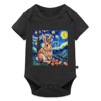 Osterhase, Ostern, Hase, frohe ostern, ostereier - Baby Premium Kurzarmbody - Schwarz - Vorne