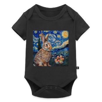 lapin de Pâques, Pâques, lapin, joyeuses Pâques, oeufs de Pâques - Body à manches courtes Premium Bébé - noir - Devant