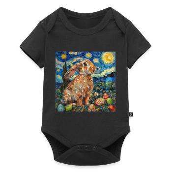 lapin de Pâques, Pâques, lapin, joyeuses Pâques, oeufs de Pâques - Body à manches courtes Premium Bébé - noir - Devant
