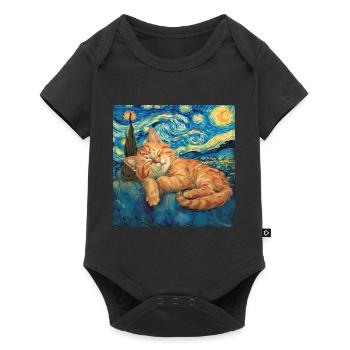 Chat, motif chat, cadeau - Body à manches courtes Premium Bébé - noir - Devant