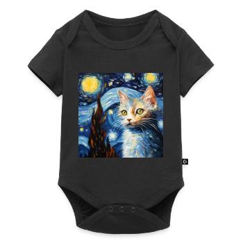 Chat, motif chat, cadeau - Body à manches courtes Premium Bébé - noir - Devant