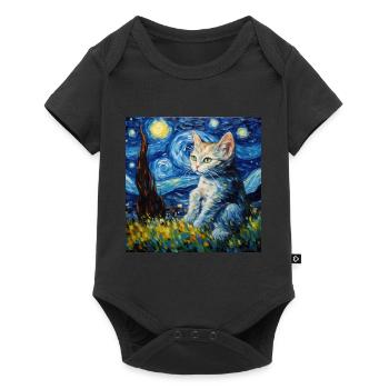 Chat, motif chat, cadeau - Body à manches courtes Premium Bébé - noir - Devant