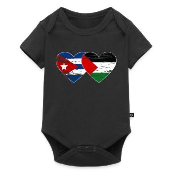 Cuba Palestine Flag Heart Used - Baby Premium short-sleeve bodysuit - black - Front