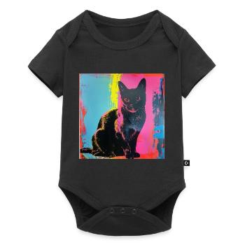 Katze, katzenmotiv, popart, geschenk, geschenkidee - Baby Premium Kurzarmbody - Schwarz - Vorne