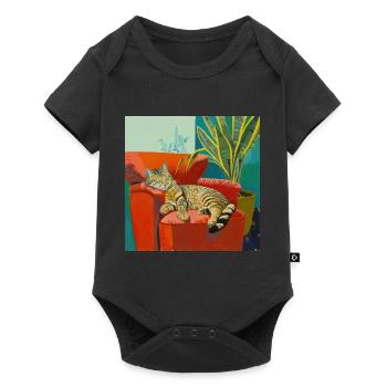 Katze, katzenmotiv, popart, geschenk, geschenkidee - Baby Premium Kurzarmbody - Schwarz - Vorne