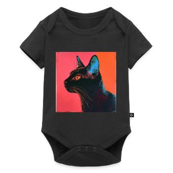 Cat, cat motif, pop art, gift, gift idea - Baby Premium short-sleeve bodysuit - black - Front