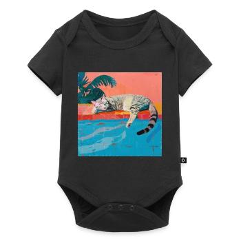 Katze, katzenmotiv, popart, geschenk, geschenkidee - Baby Premium Kurzarmbody - Schwarz - Vorne