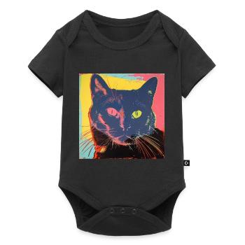 Katze, katzenmotiv, popart, geschenk, geschenkidee - Baby Premium Kurzarmbody - Schwarz - Vorne
