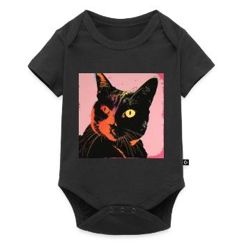 Chat, motif chat, pop art, cadeau, idée cadeau - Body à manches courtes Premium Bébé - noir - Devant