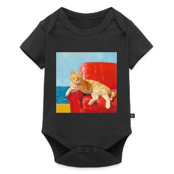 Katze, katzenmotiv, popart, geschenk, geschenkidee - Baby Premium Kurzarmbody - Schwarz - Vorne