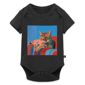 Cat, cat motif, pop art, gift, gift idea - Baby Premium short-sleeve bodysuit - black - Front
