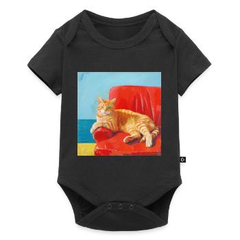 Katze, katzenmotiv, popart, geschenk, geschenkidee - Baby Premium Kurzarmbody - Schwarz - Vorne