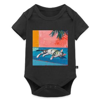 Cat, cat motif, pop art, gift, gift idea - Baby Premium short-sleeve bodysuit - black - Front