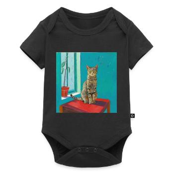 Cat, cat motif, pop art, gift, gift idea - Baby Premium short-sleeve bodysuit - black - Front