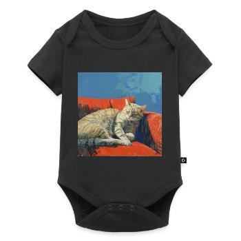 Katze, katzenmotiv, popart, geschenk, geschenkidee - Baby Premium Kurzarmbody - Schwarz - Vorne