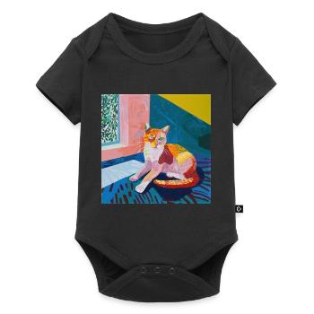 Cat, cat motif, pop art, gift, gift idea - Baby Premium short-sleeve bodysuit - black - Front