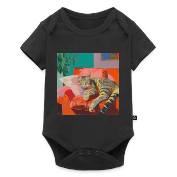 Cat, cat motif, pop art, gift, gift idea - Baby Premium short-sleeve bodysuit - black - Front
