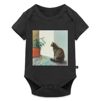 Katze, katzenmotiv, popart, geschenk, geschenkidee - Baby Premium Kurzarmbody - Schwarz - Vorne
