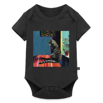 Katze, katzenmotiv, popart, geschenk, geschenkidee - Baby Premium Kurzarmbody - Schwarz - Vorne