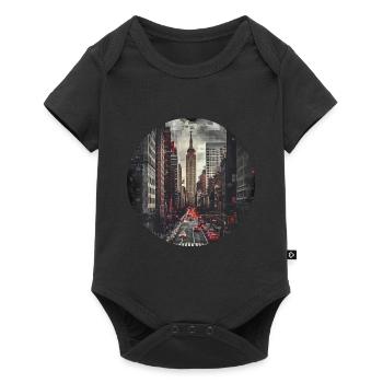 New York City NYC USA Amerika Stadt Skyline Retro - Baby Premium Kurzarmbody - Schwarz - Vorne