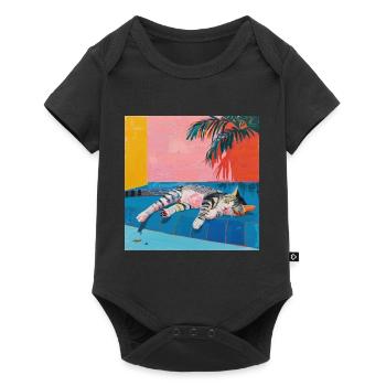 Katze, katzenmotiv, popart, geschenk, geschenkidee - Baby Premium Kurzarmbody - Schwarz - Vorne