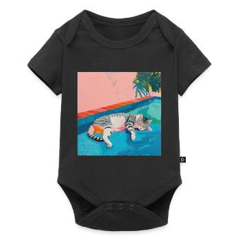 Chat, motif chat, pop art, cadeau, idée cadeau - Body à manches courtes Premium Bébé - noir - Devant
