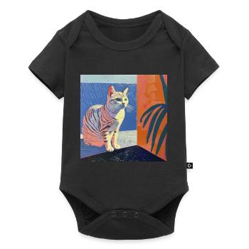 Cat, cat motif, pop art, gift, gift idea - Baby Premium short-sleeve bodysuit - black - Front
