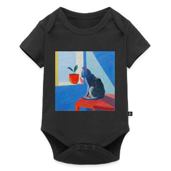 Cat, cat motif, pop art, gift, gift idea - Baby Premium short-sleeve bodysuit - black - Front