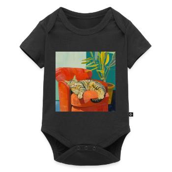 Chat, motif chat, pop art, cadeau, idée cadeau - Body à manches courtes Premium Bébé - noir - Devant