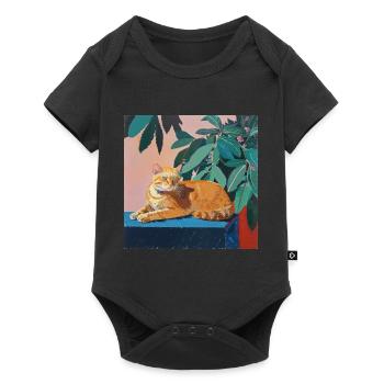 Chat, motif chat, pop art, cadeau, idée cadeau - Body à manches courtes Premium Bébé - noir - Devant