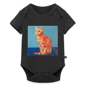 Chat, motif chat, pop art, cadeau, idée cadeau - Body à manches courtes Premium Bébé - noir - Devant