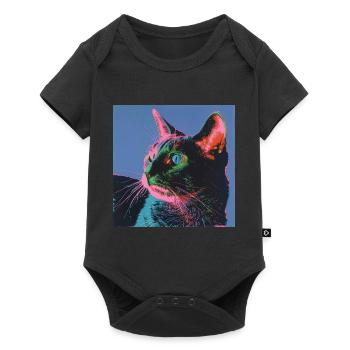 Katze, katzenmotiv, popart, geschenk, geschenkidee - Baby Premium Kurzarmbody - Schwarz - Vorne