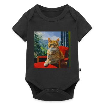 Chat, motif chat, pop art, cadeau, idée cadeau - Body à manches courtes Premium Bébé - noir - Devant