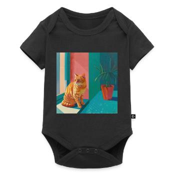 Chat, motif chat, pop art, cadeau, idée cadeau - Body à manches courtes Premium Bébé - noir - Devant