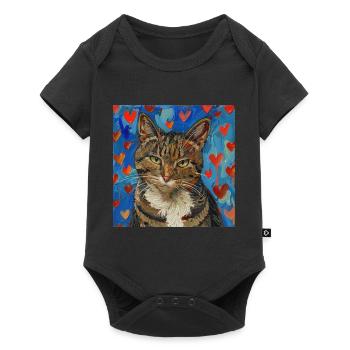 Katze, katzenmotiv, popart, geschenk, geschenkidee - Baby Premium Kurzarmbody - Schwarz - Vorne