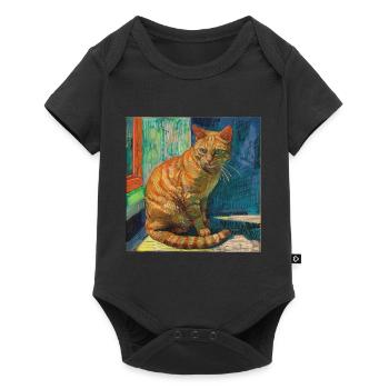 Chat, motif chat, pop art, cadeau, idée cadeau - Body à manches courtes Premium Bébé - noir - Devant