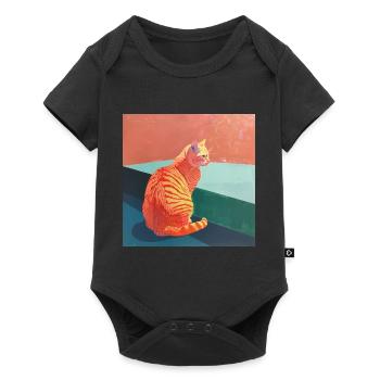 Katze, katzenmotiv, popart, geschenk, geschenkidee - Baby Premium Kurzarmbody - Schwarz - Vorne