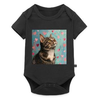Katze, katzenmotiv, popart, geschenk, geschenkidee - Baby Premium Kurzarmbody - Schwarz - Vorne