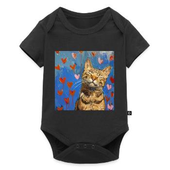 Chat, motif chat, pop art, cadeau, idée cadeau - Body à manches courtes Premium Bébé - noir - Devant