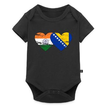 Inde Bosnie drapeau coeur utilisé - Body à manches courtes Premium Bébé - noir - Devant