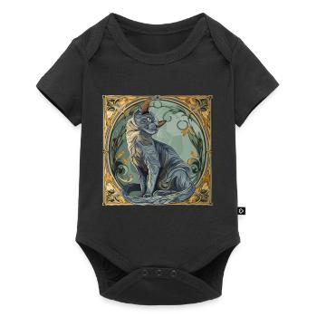 Katze, katzenmotiv, geschenk, geschenkideen katzen - Baby Premium Kurzarmbody - Schwarz - Vorne
