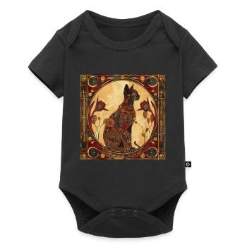 Chat, motif de chat, vintage, cadeau - Body à manches courtes Premium Bébé - noir - Devant