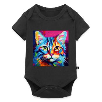Katze, katzenmotiv, popart, geschenk, geschenkidee - Baby Premium Kurzarmbody - Schwarz - Vorne